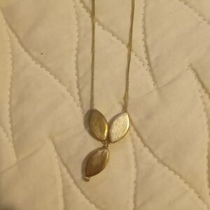 Elegant Sterling Triple Leaf Lariat  Pendant Necklace